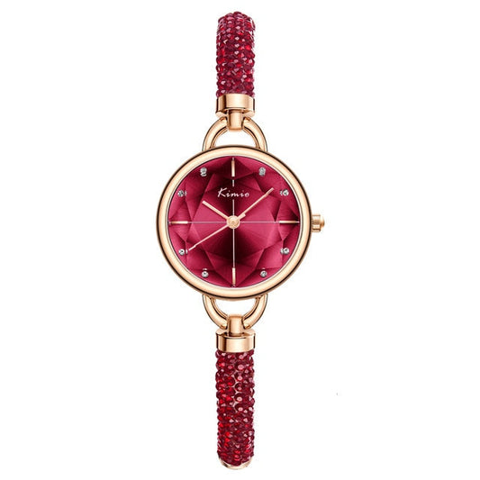 Damklocka Rund med Blommiga Motiv och Justerbart Armband i Legering-1