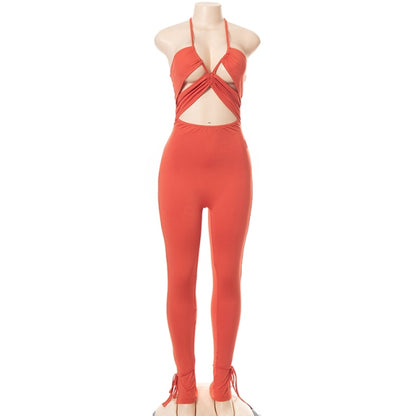 Variant image for Dam Jumpsuit Spaghetti Band Bomull Polyester Elegant Full Längd-1