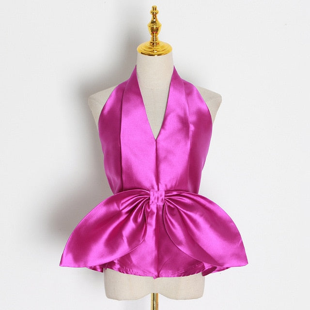 Variant image for Dam Blus Rygglös Chiffon med Glänsande Detaljer-4