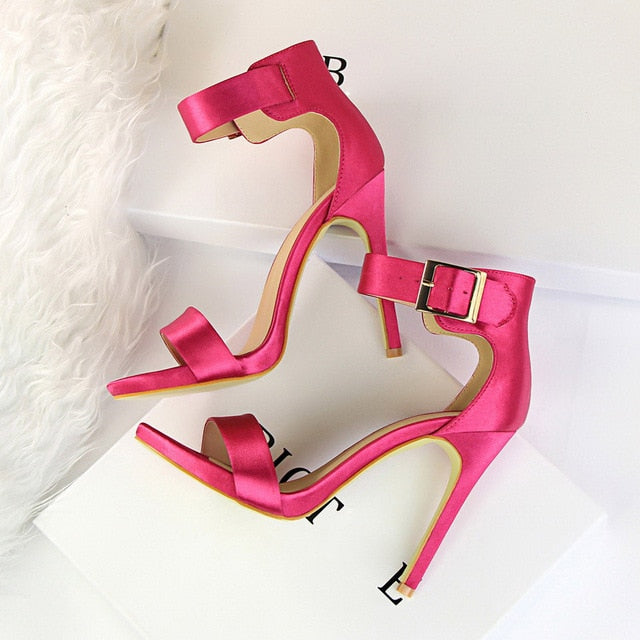 Variant image for Dam Sandaler Gladiator Stil Satin Hög Klack 11 cm-8
