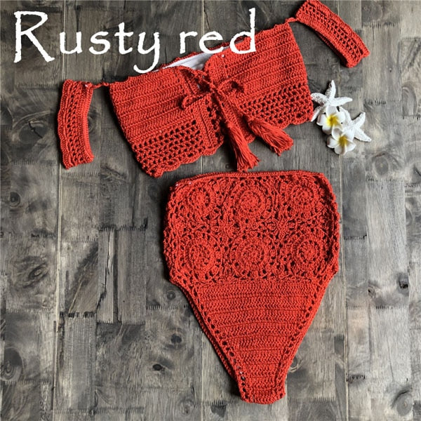 Variant image for Dam Bikini Hög Midja Blommönstrad Virkad 100% Bomull-5