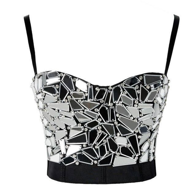 Dam Camisole Geometrisk Pärlskörd Spandex Polyester-6