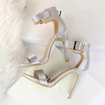 Variant image for Dam Sandaler Gladiator Stil Satin Hög Klack 11 cm-5