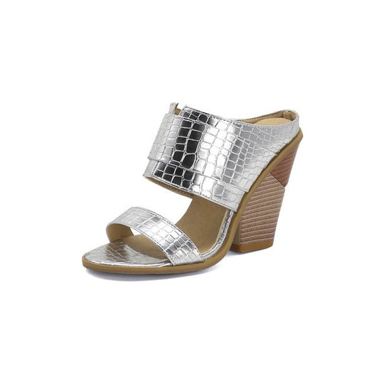 Dam Sandal Chunky Häl Bonded PU-Läder-1