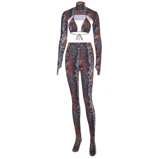 Dam Turtleneck Byxuppsättning Spandex Fullängd-1