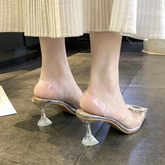 Kvinnor Klara Pumps Transparent PVC Hög Klack-1