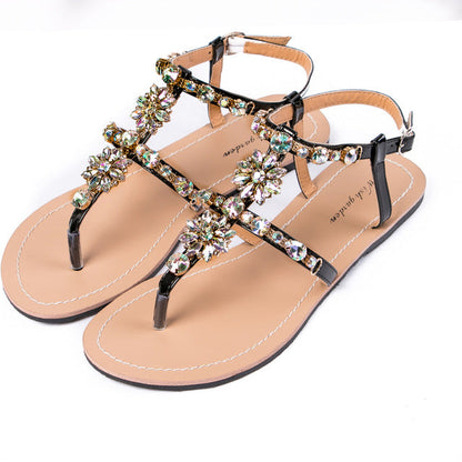 Variant image for Dam Sandaler Gladiatorer Blommotiv PU Platta Skor-2