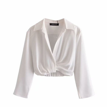 Variant image for Dam Blus V-Neck Långärmad Polyester Elegant Stil-17