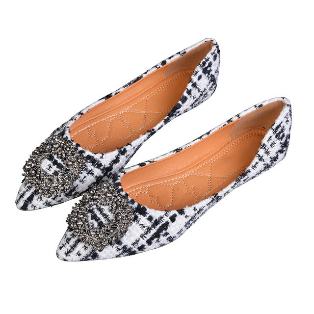 Variant image for Kvinnors Ballerinas i Flock med Kristalldetaljer och Spetsig Tå-2