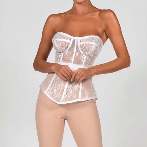 Variant image for Kvinnors Stropplös Topp Spetsdetaljer Polyester-3