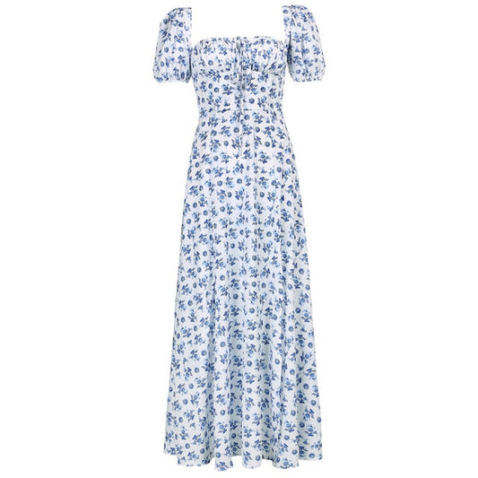 Dam Klänning A-linjeformad Blommig Polyester Maxi Klänning-1