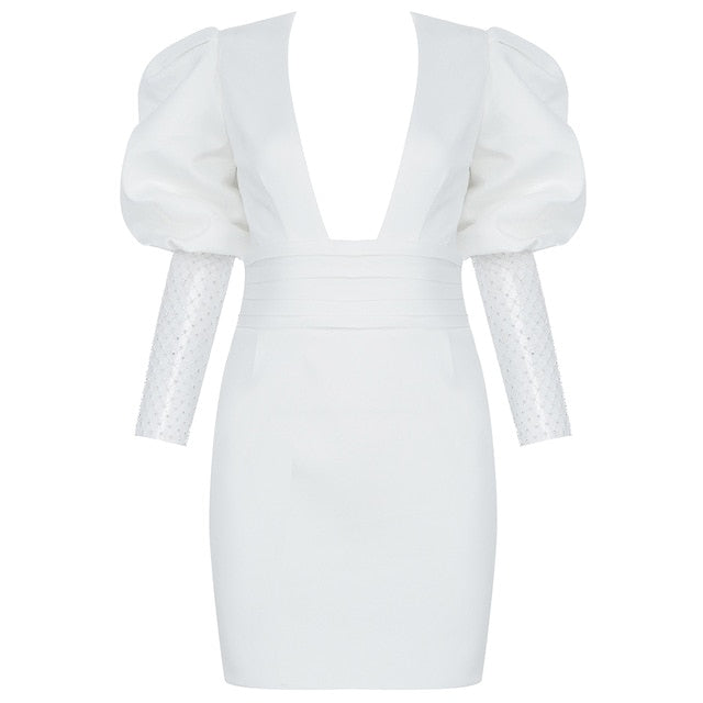 Variant image for Kvinnors Miniklänning V-hals Diamantdekorerad Polyester Spandex-2