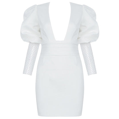 Variant image for Kvinnors Miniklänning V-hals Diamantdekorerad Polyester Spandex-2