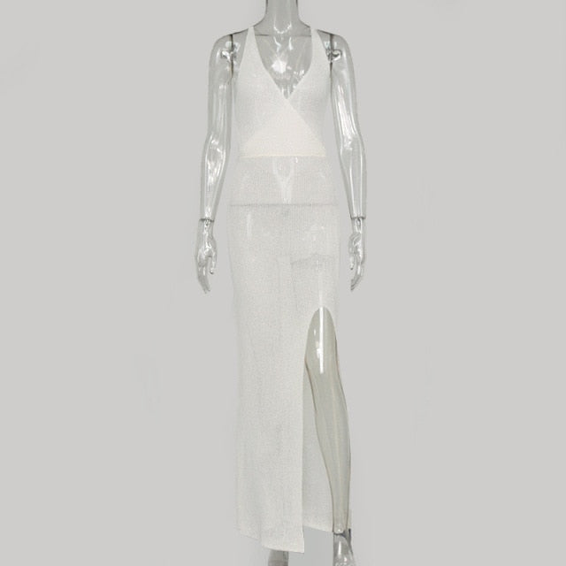 Variant image for Dam Maxiklänning Transparent Spaghettirem Polyester Ankellång Sommar-5