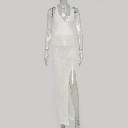 Variant image for Dam Maxiklänning Transparent Spaghettirem Polyester Ankellång Sommar-5