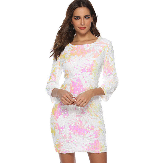 Variant image for Dam Miniklänning Glittrig Polyester Blommig-4