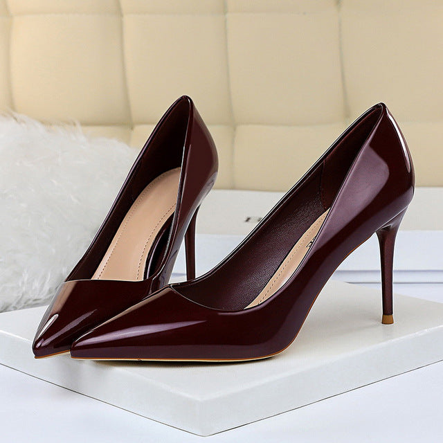 Variant image for Dam Stilettpumps Spetsig Tå PU-läder Hög Klack-5