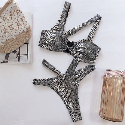 Variant image for Dam Bikini Set Asymmetrisk Djurmotiv Polyester Spandex-2