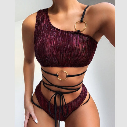 Variant image for Dam Bikini Set Asymmetrisk Djurmotiv Polyester Spandex-11