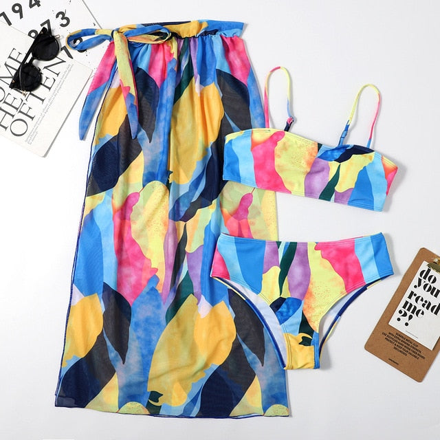 Variant image for Dam Bikini Set Transparent Sarong Polyester Spandex-33