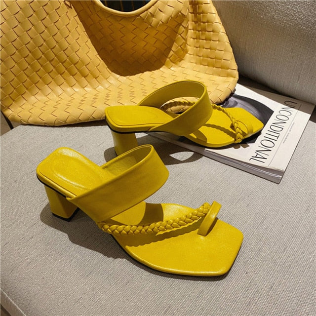 Variant image for Dam Sandaler Fyrkantig Tå Flätade Remmar PU Komfort Skor-3