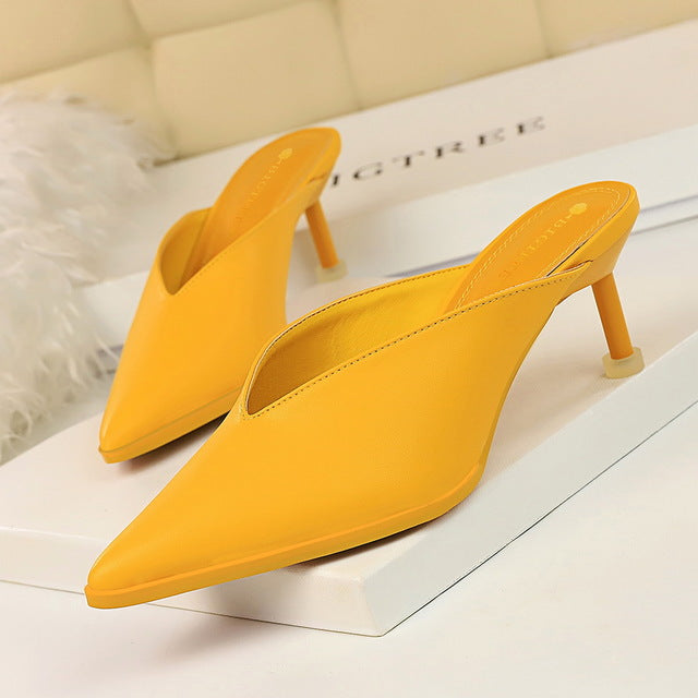 Variant image for Dam Mules Plattform PU-Läder Slip-On Skor-12