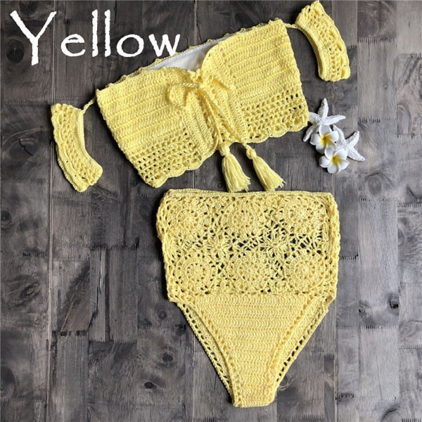 Variant image for Dam Bikini Hög Midja Blommönstrad Virkad 100% Bomull-7