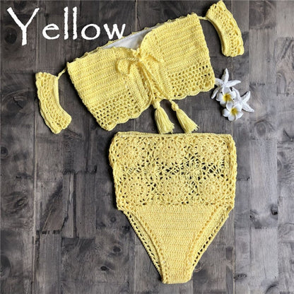 Variant image for Dam Bikini Hög Midja Blommönstrad Virkad 100% Bomull-7
