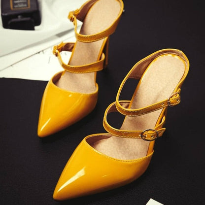 Variant image for Damer Mules Höga Klackar PU-Läder Öppen Tå-5