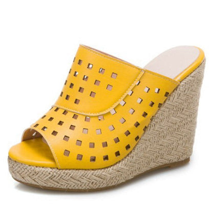 Variant image for Kvinnors Kilsandaler Geometriskt Mönster PU Hög Kil-5