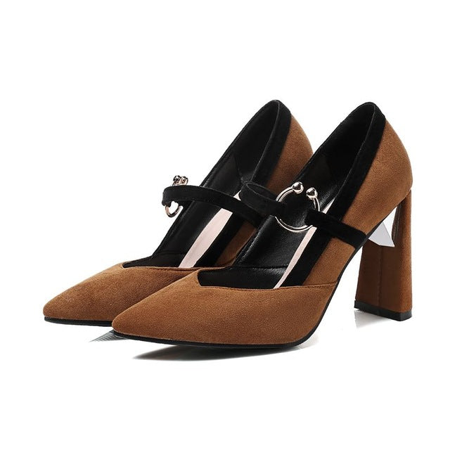 Variant image for Dam Stilettskor Fyrkantig Design PU-läder 9 cm Klack-8