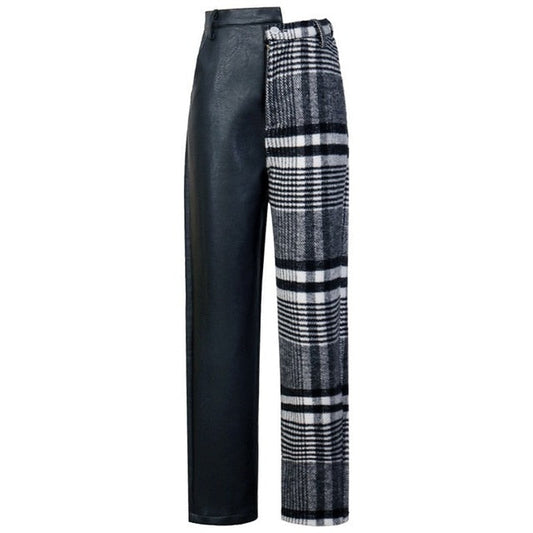 Snygga Byxor Dam Harem Stil Polyester och Ull med Rutiga Detaljer-1