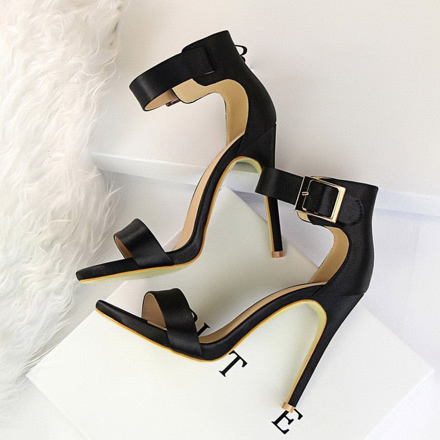 Variant image for Dam Sandaler Gladiator Stil Satin Hög Klack 11 cm-1