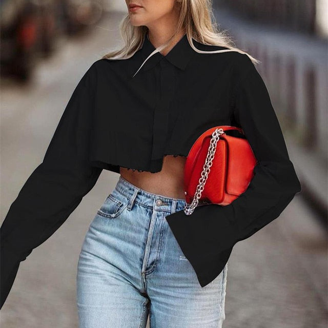 Dam Skördetopp En-Knappstängning Bomull Polyester-1