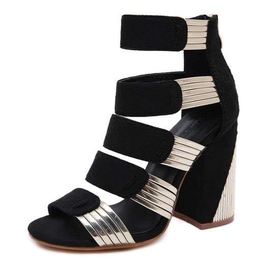 Kvinnors Gladiatorsandaler Hög Klack Bomull med Korkdetaljer-1