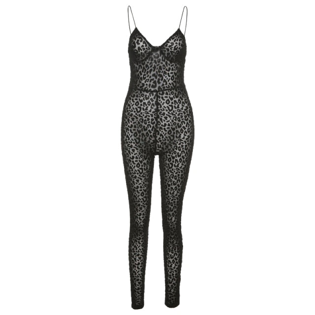 Variant image for Dam Jumpsuit Leopardmönster Spaghetti Band Polyester-2