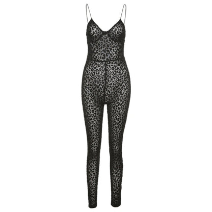 Variant image for Dam Jumpsuit Leopardmönster Spaghetti Band Polyester-2