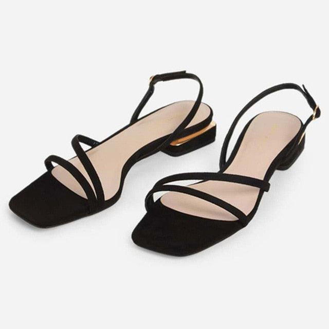 Dam Gladiatorsandaler Justerbar Spänne PU-Läder-1