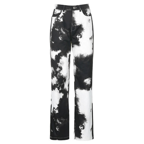 Dam Hög Midja Blekflare Jeans Polyester Spandex-1