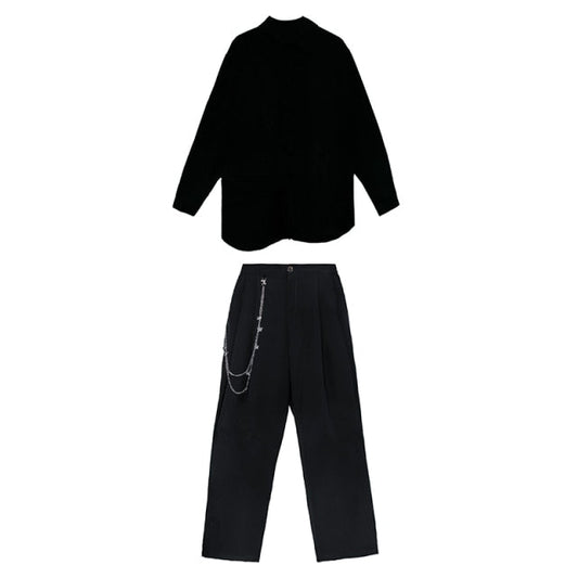 Dam Byxor med Resår i Midjan och Falska Fickor Snygga Komfortabla-1