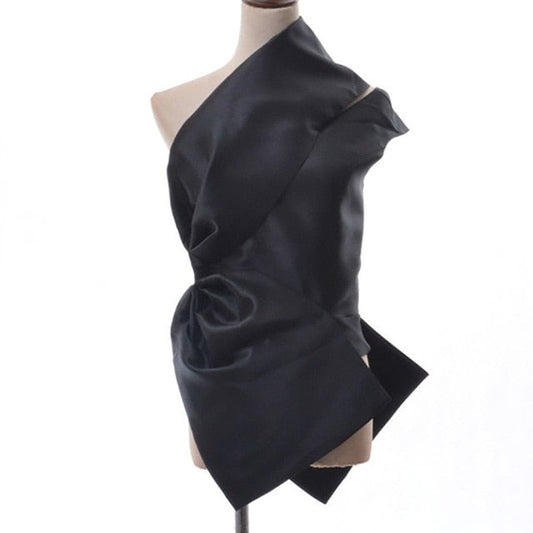 Dam Axeltopp Sluttande Krage Bomull Polyester-1