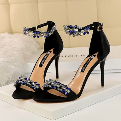 Variant image for Dam Sandaler Spetsig Tå Satin Med Hög Klack och Rhinestone-Detaljer-1