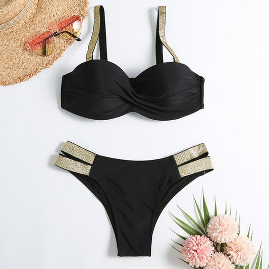 Dam Bikini Set Hip-in Passform Nylon Spandex-1