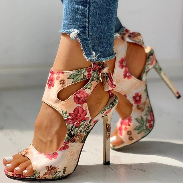 Variant image for Dam Sandaler Ankelrem Hög Klack PU-Läder Öppen Tå-10