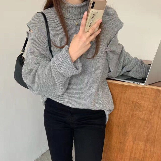 Variant image for Dam Tröja Off-Shoulder med Stand-Up Krage i Bomull och Polyester-2