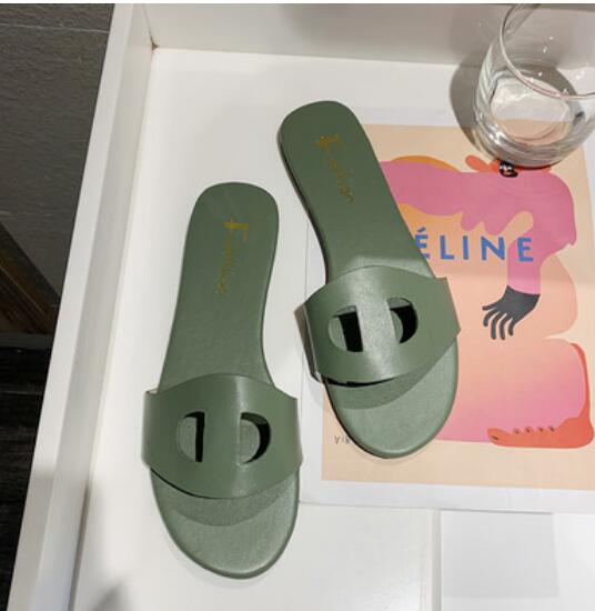 Variant image for Dam Sandaler Bekväma PU-läder Slip-On Platta Sula-6