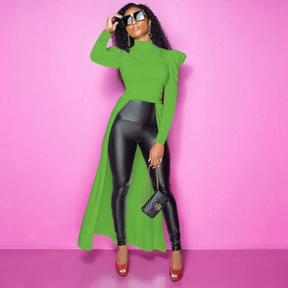 Variant image for Dam Blus Lång Pullover Ståkrage Polyester Spandex-1