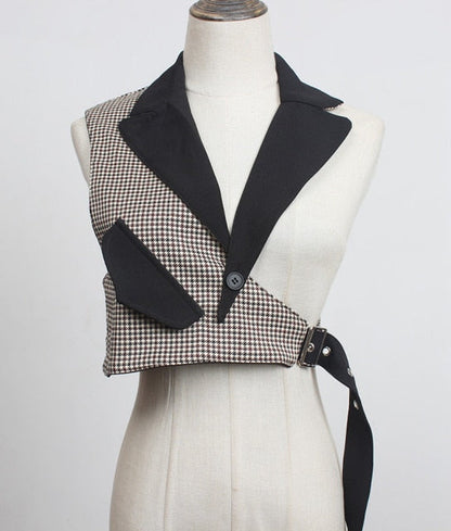 Variant image for Dam Blazer Crop Top Enfärgad Bomull Polyester med Vikbar Krage-2