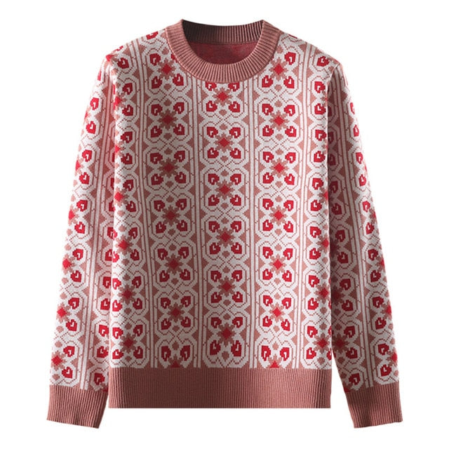 Dam Tröja O-hals Geometrisk Design Viskos Lång 9