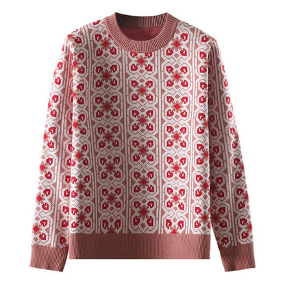 Dam Tröja O-hals Geometrisk Design Viskos Lång 9